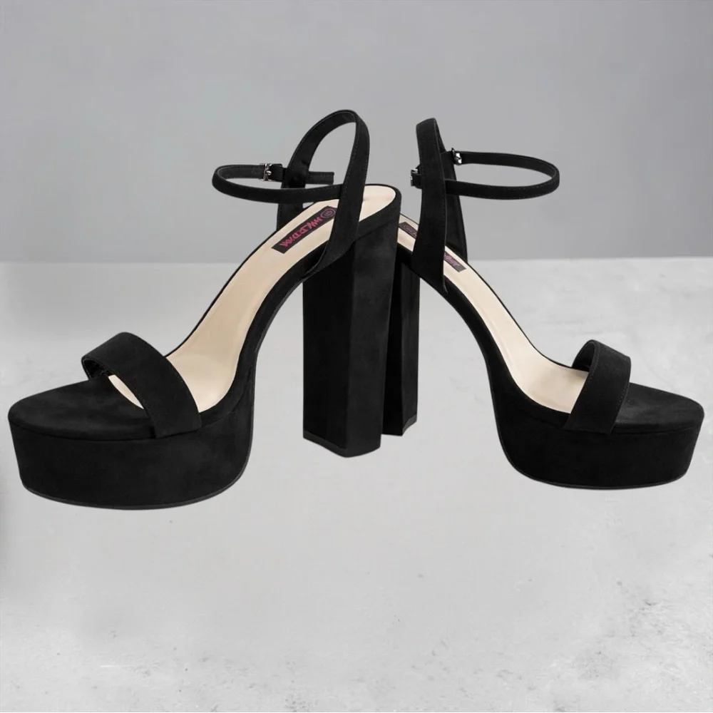 NEW Wild Diva Lounge Microfiber Suede Block Heel Sandals